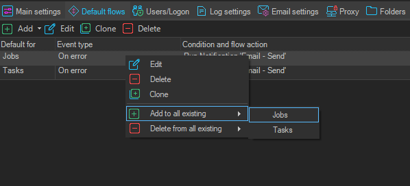 settings-default-flows | VisualCron Documentation
