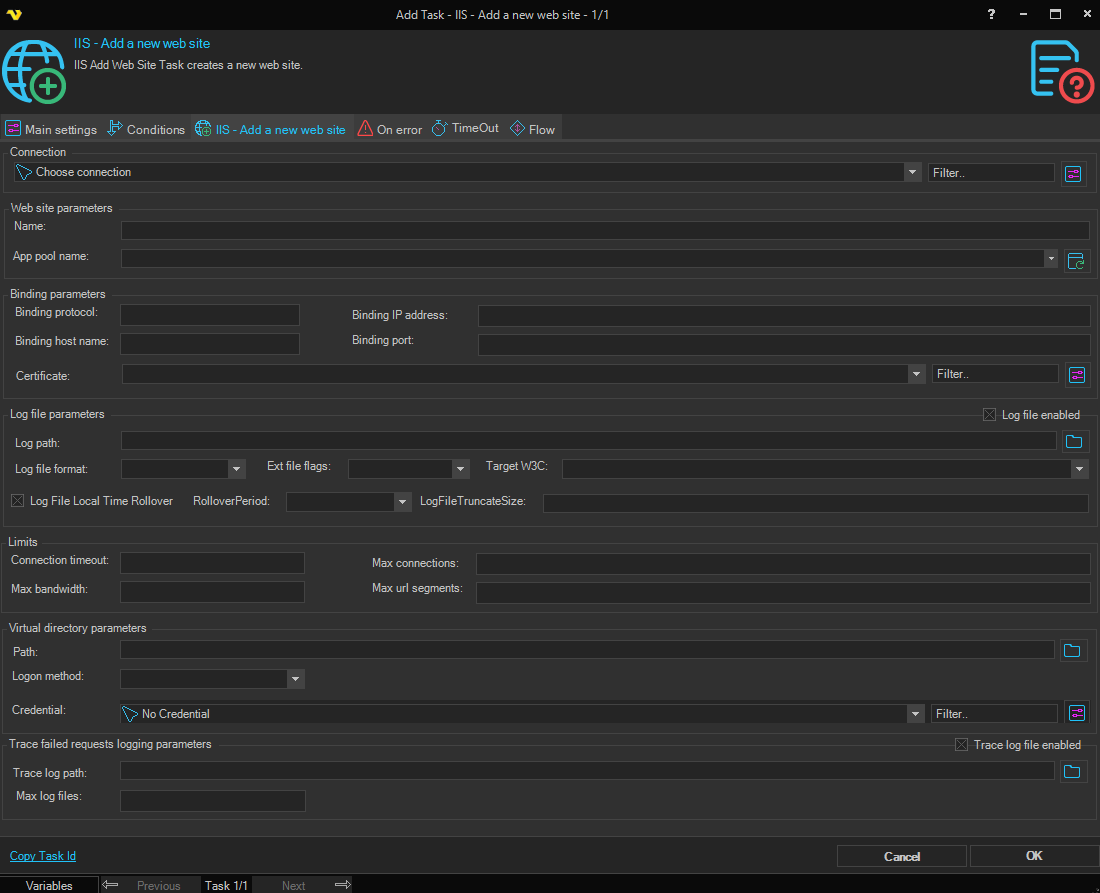 add-website | VisualCron Documentation