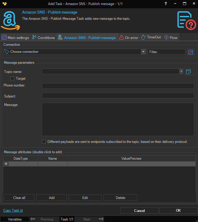 sns-publish-message | VisualCron Documentation