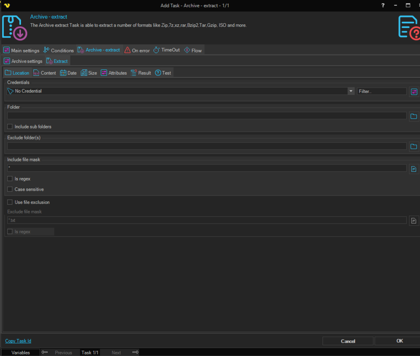 archive-extract | VisualCron Documentation