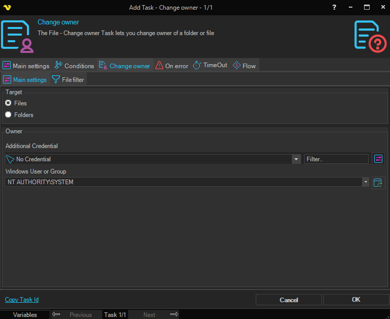 change-owner | VisualCron Documentation