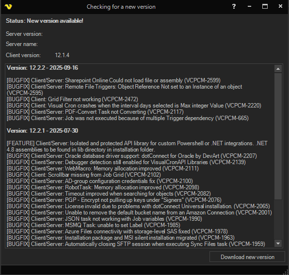 check-for-updates | VisualCron Documentation