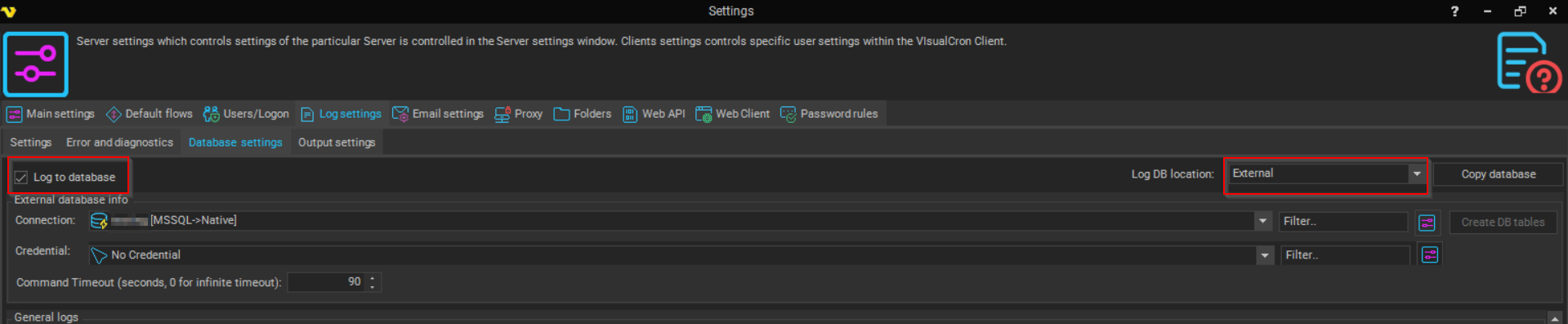 settings-log-settings | VisualCron Documentation