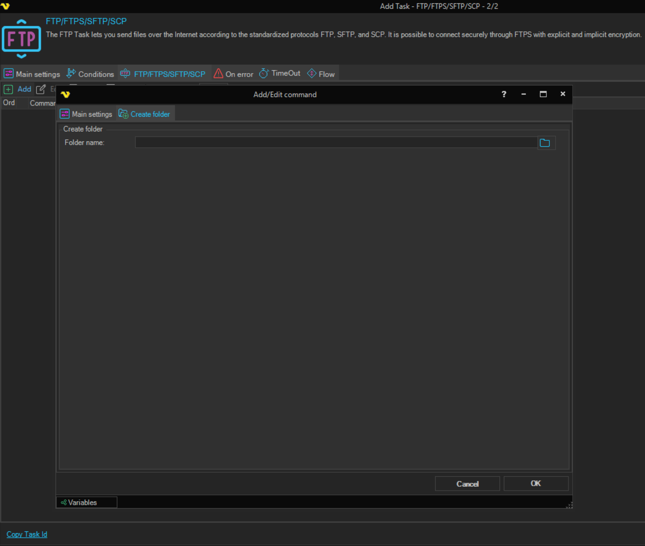 command-create-folder | VisualCron Documentation