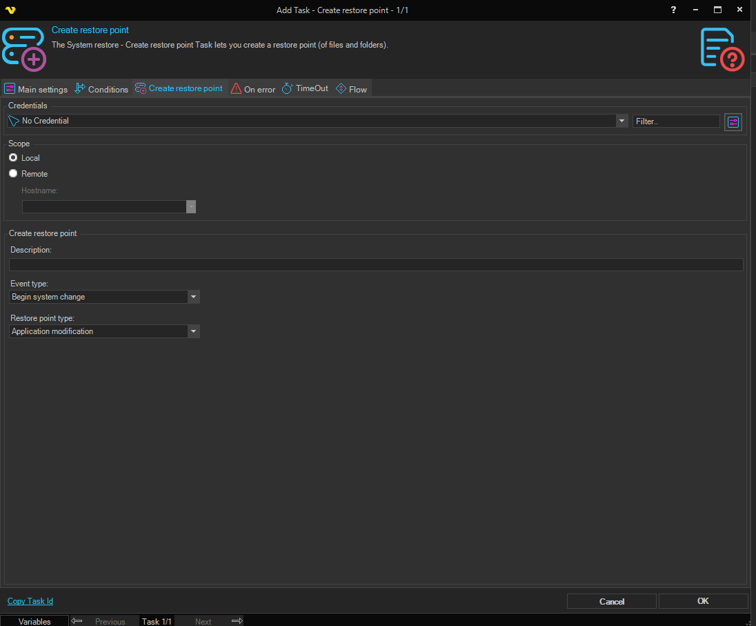 create-restore-point | VisualCron Documentation