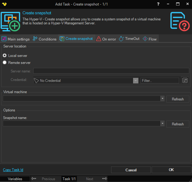 create-snapshot | VisualCron Documentation