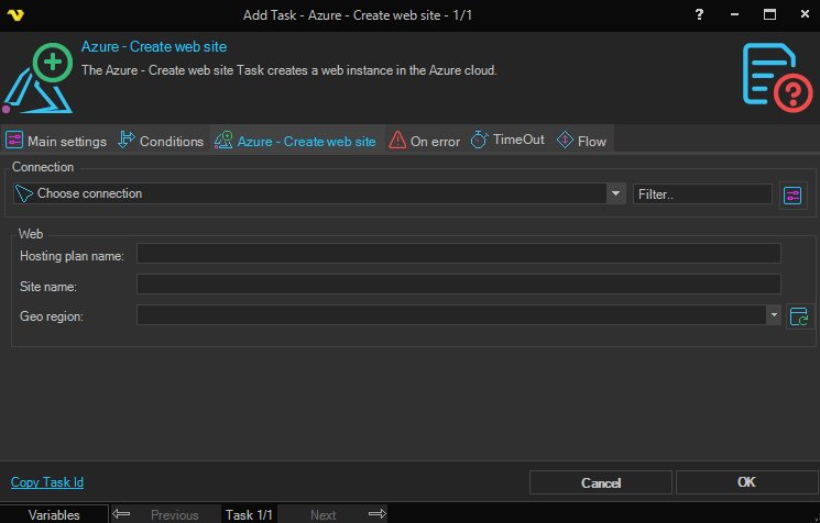 create-web-site | VisualCron Documentation