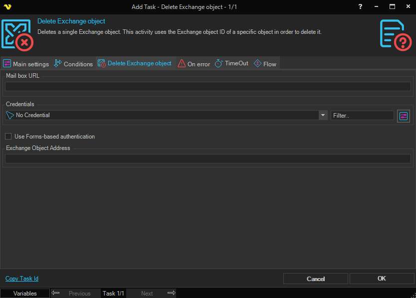 delete-exchange-object | VisualCron Documentation