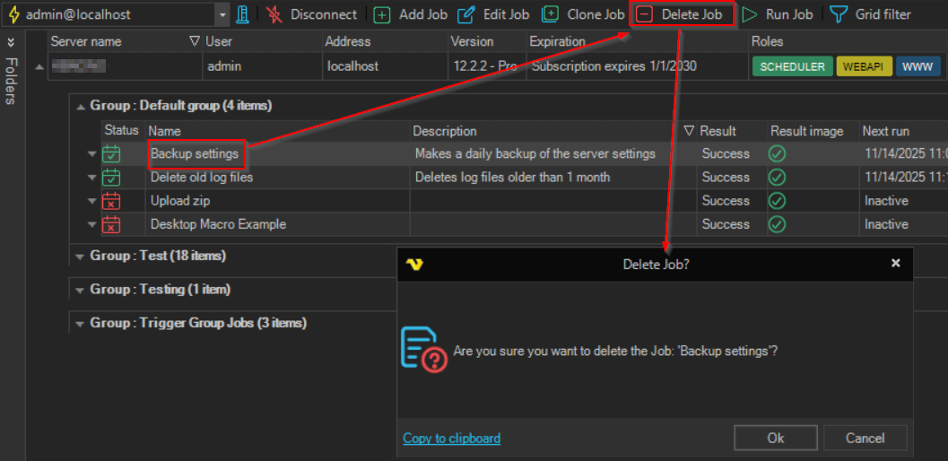 delete-job | VisualCron Documentation