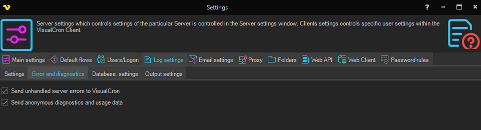 settings-log-settings | VisualCron Documentation