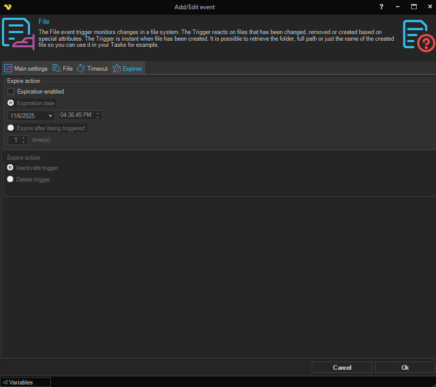 event-triggers | VisualCron Documentation