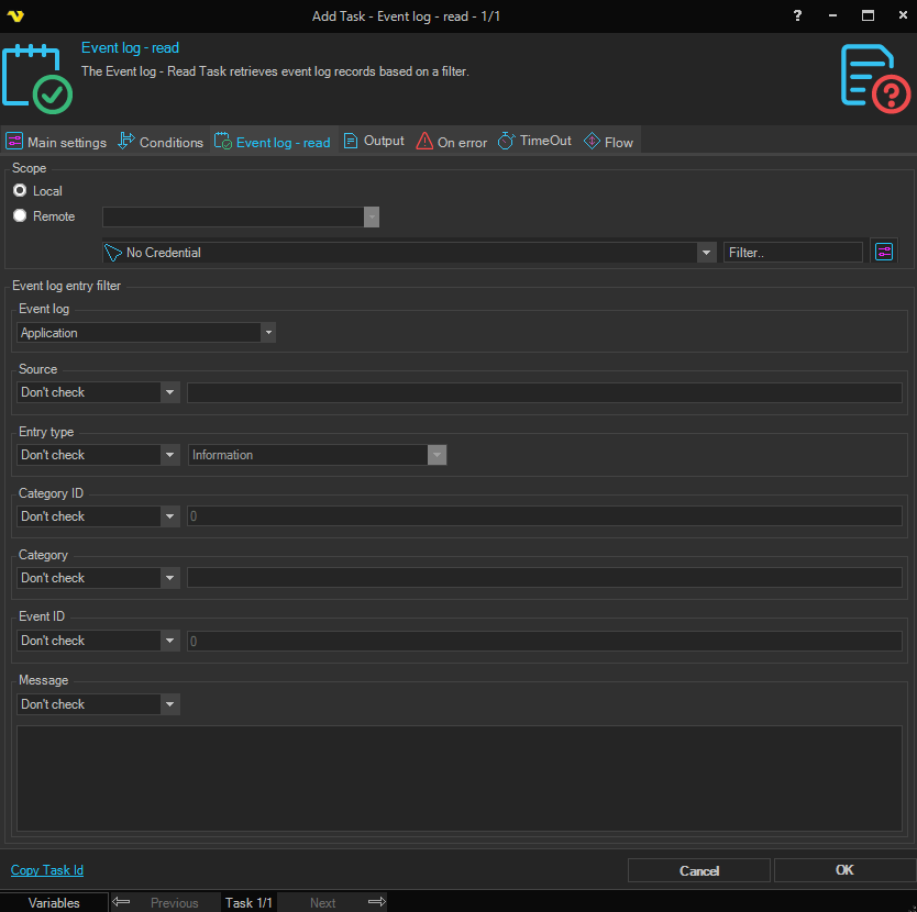 Read Event Logger event-log-read | VisualCron Documentation
