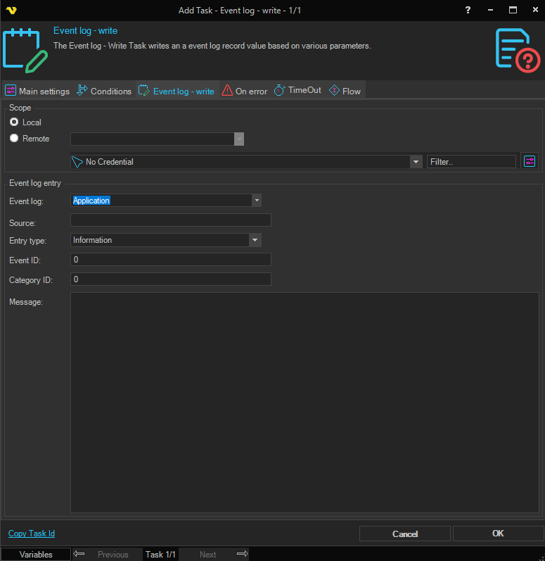 event-log-write | VisualCron Documentation