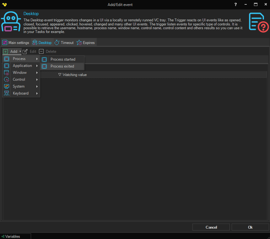 event-trigger-desktop | VisualCron Documentation