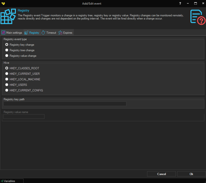 event-trigger-registry | VisualCron Documentation