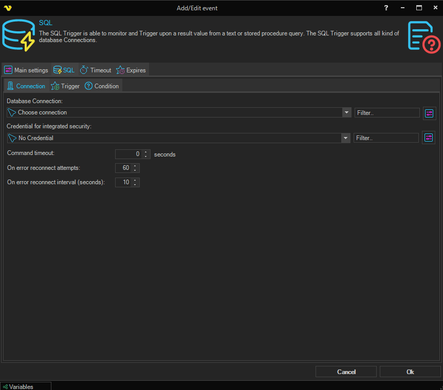 event-trigger-sql | VisualCron Documentation