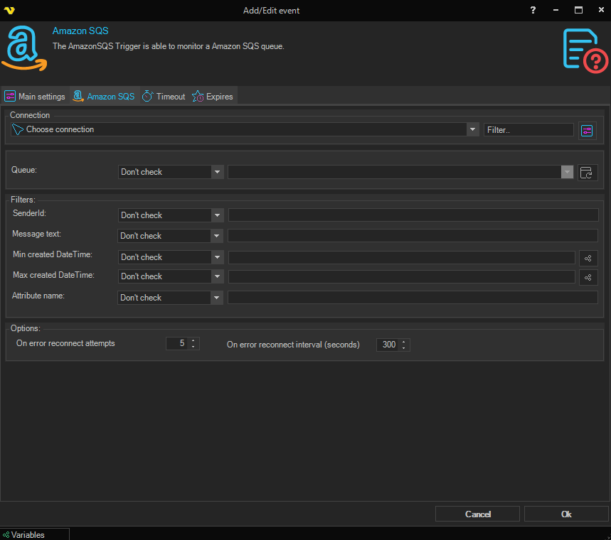 Visual Event Trigger System event-trigger-sqs | VisualCron Documentation