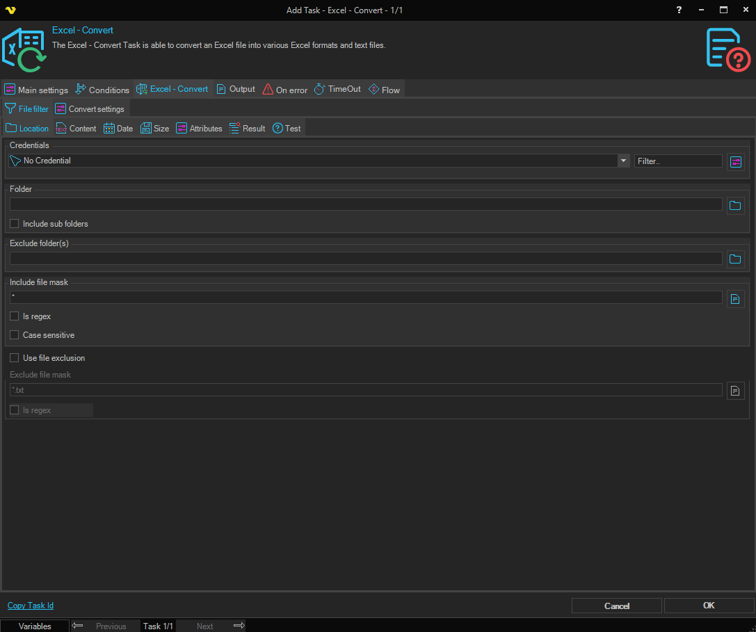 excel-convert | VisualCron Documentation