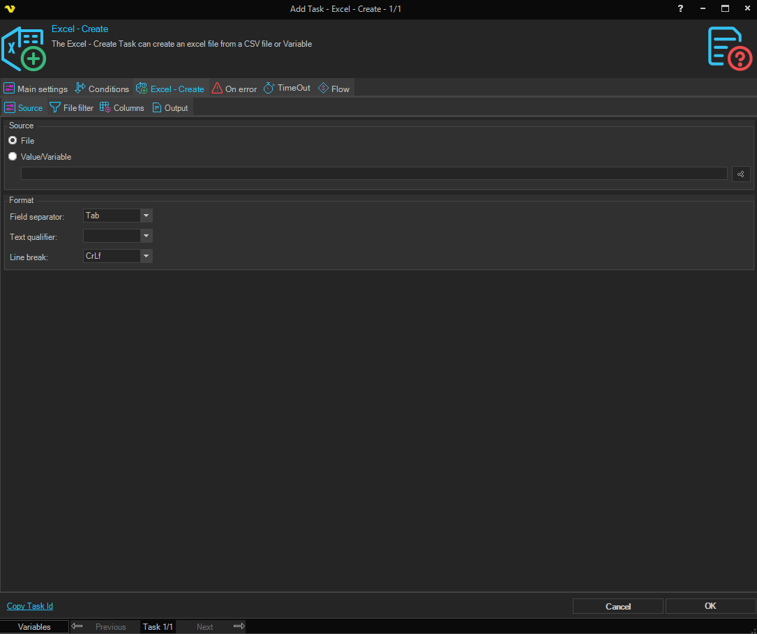 excel-create | VisualCron Documentation