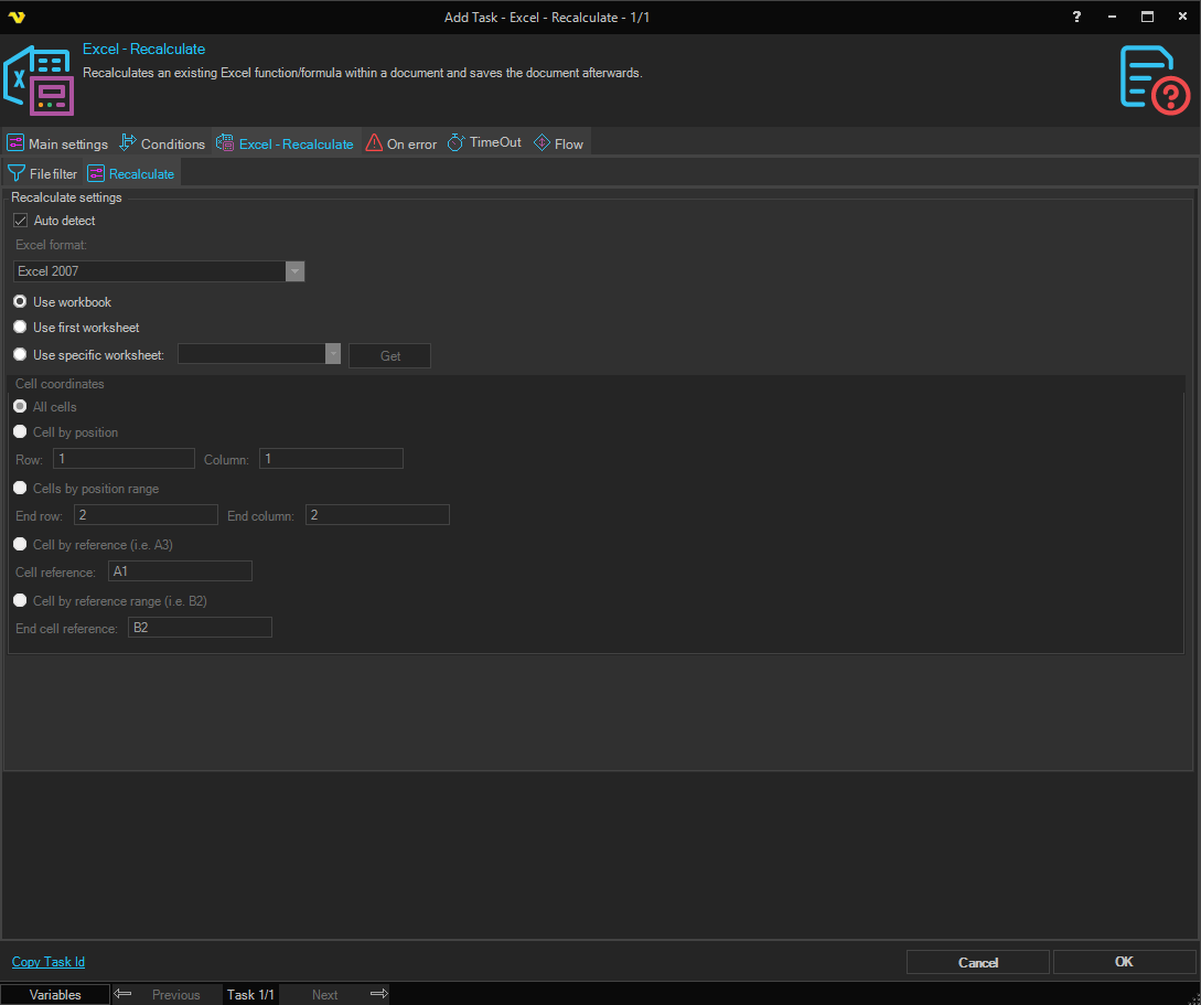 excel-recalculate | VisualCron Documentation