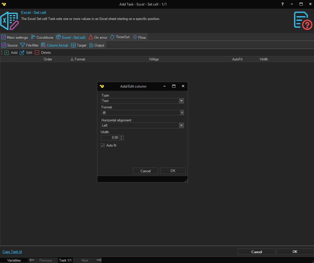 excel-set-cell | VisualCron Documentation
