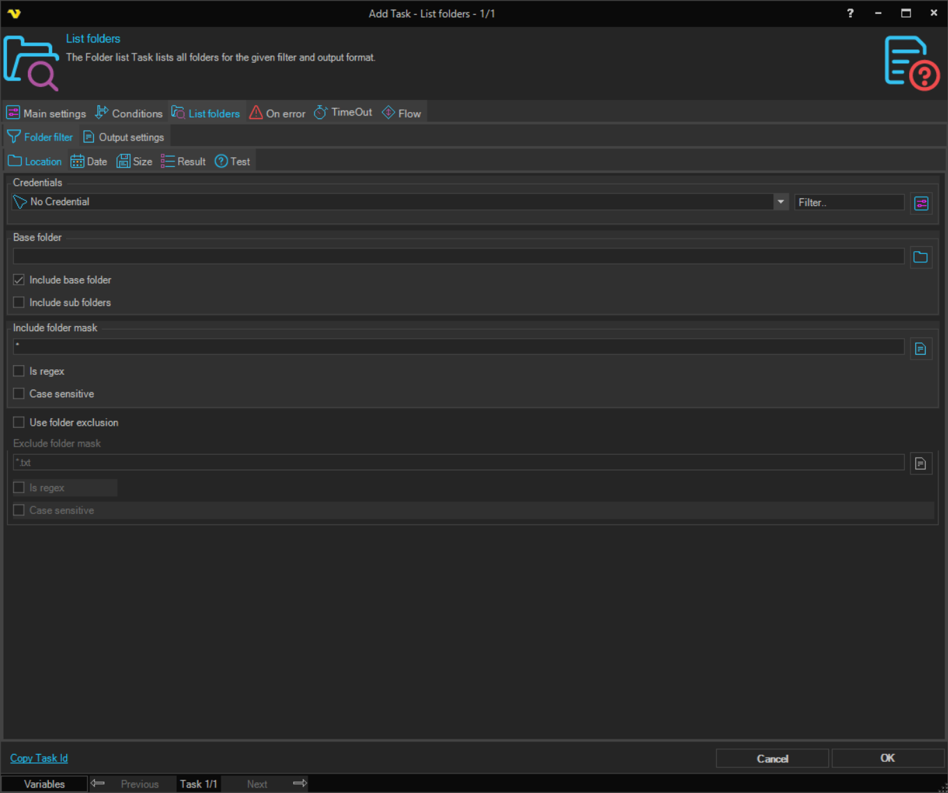 job-tasks-folder-filter | VisualCron Documentation