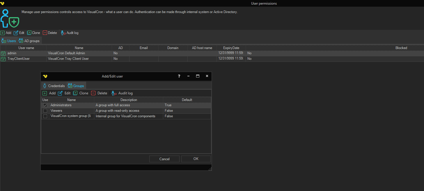 main-user-permissions | VisualCron Documentation