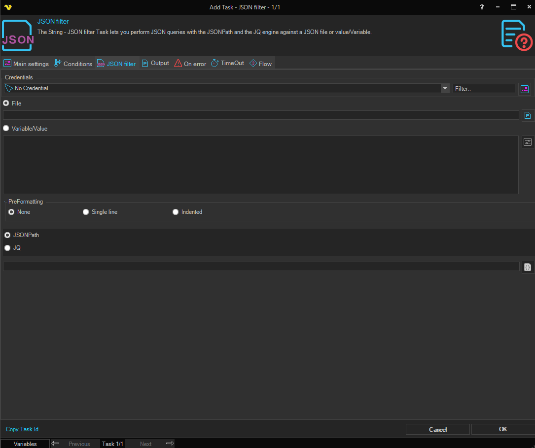 json-filter | VisualCron Documentation