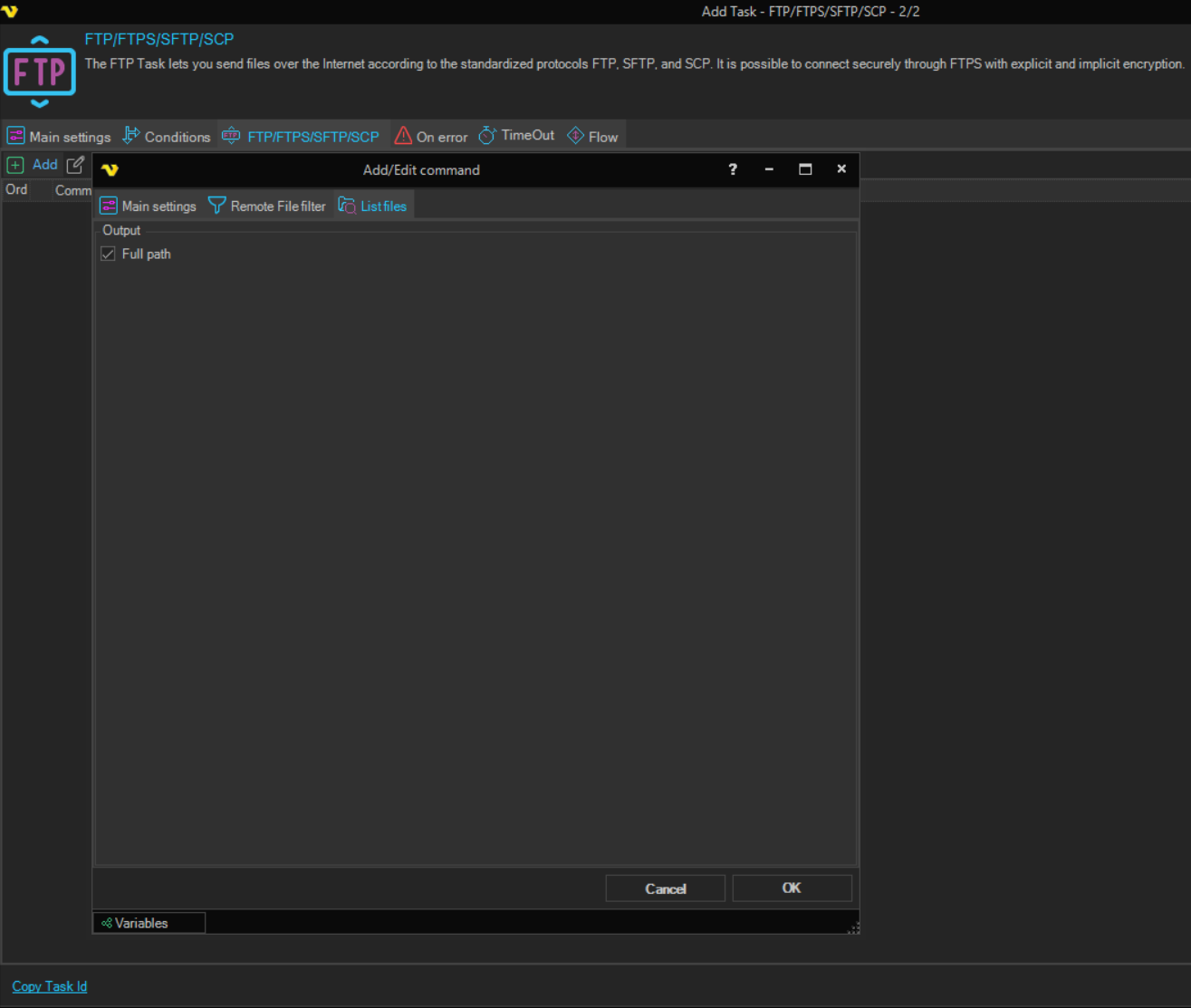 command-list-files | VisualCron Documentation