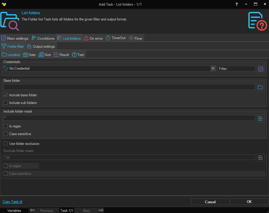 list-folders | VisualCron Documentation