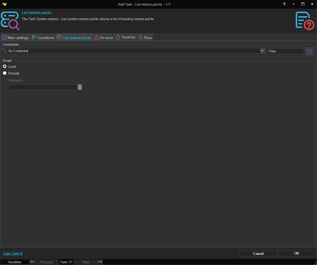 list-restore-points | VisualCron Documentation