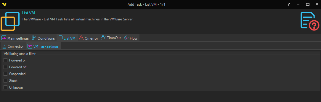 list-vm | VisualCron Documentation