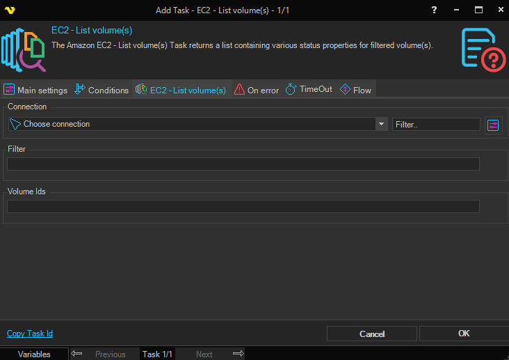 list-volume | VisualCron Documentation