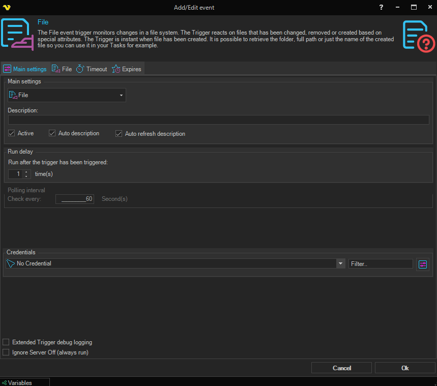 event-triggers | VisualCron Documentation