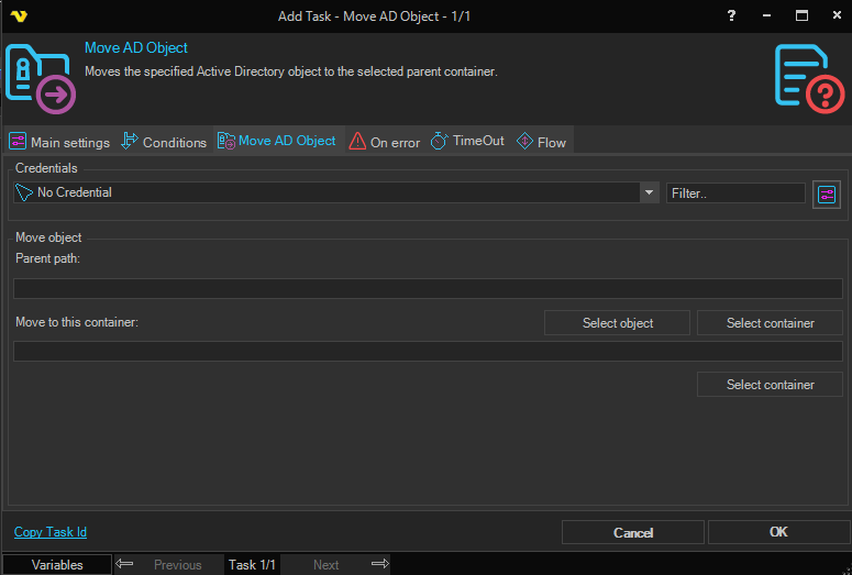 Move Ad Domain move-ad-object | VisualCron Documentation