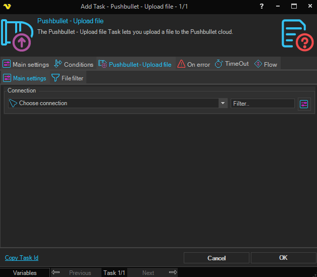 pushbullet-upload-file | VisualCron Documentation