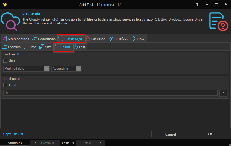 job-tasks-cloud-remote-file-filter | VisualCron Documentation