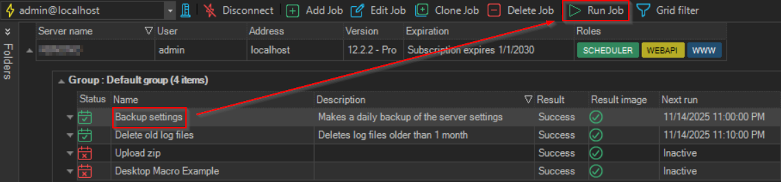 run-job | VisualCron Documentation