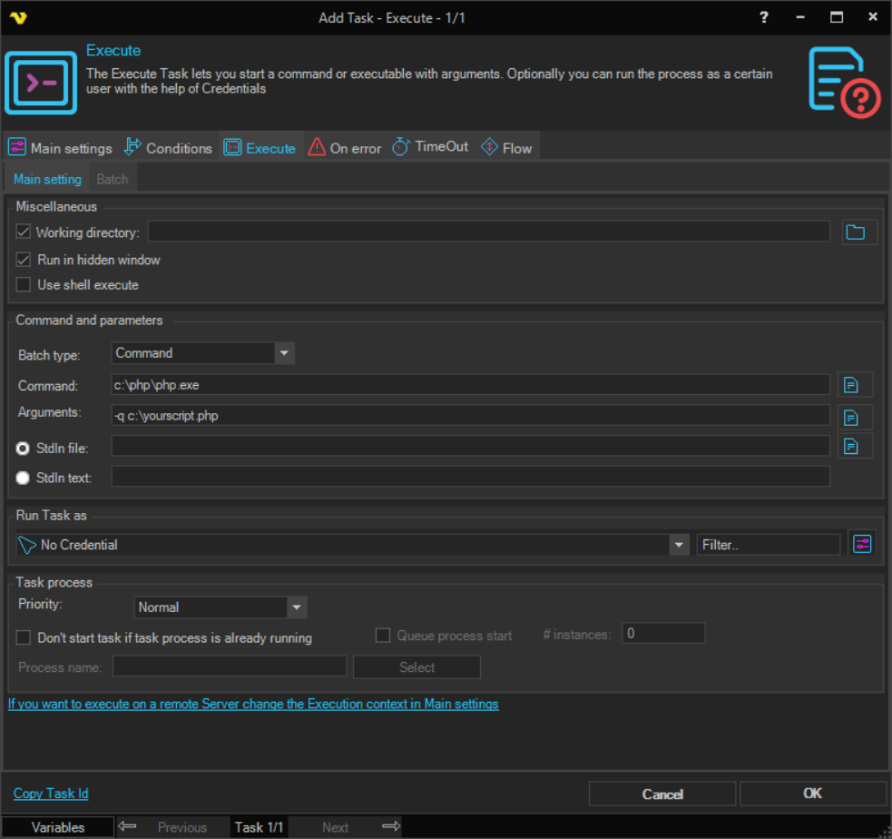 PHP-Script in VisualCron