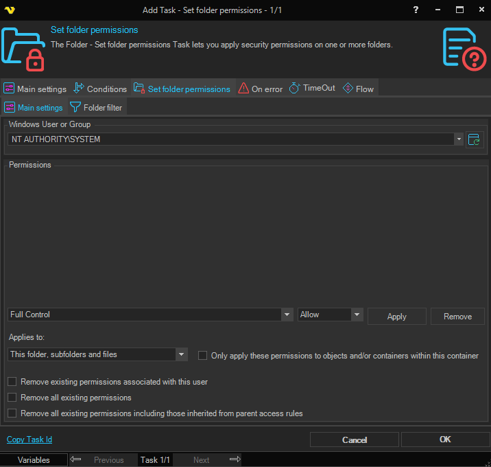 set-folder-permissions | VisualCron Documentation