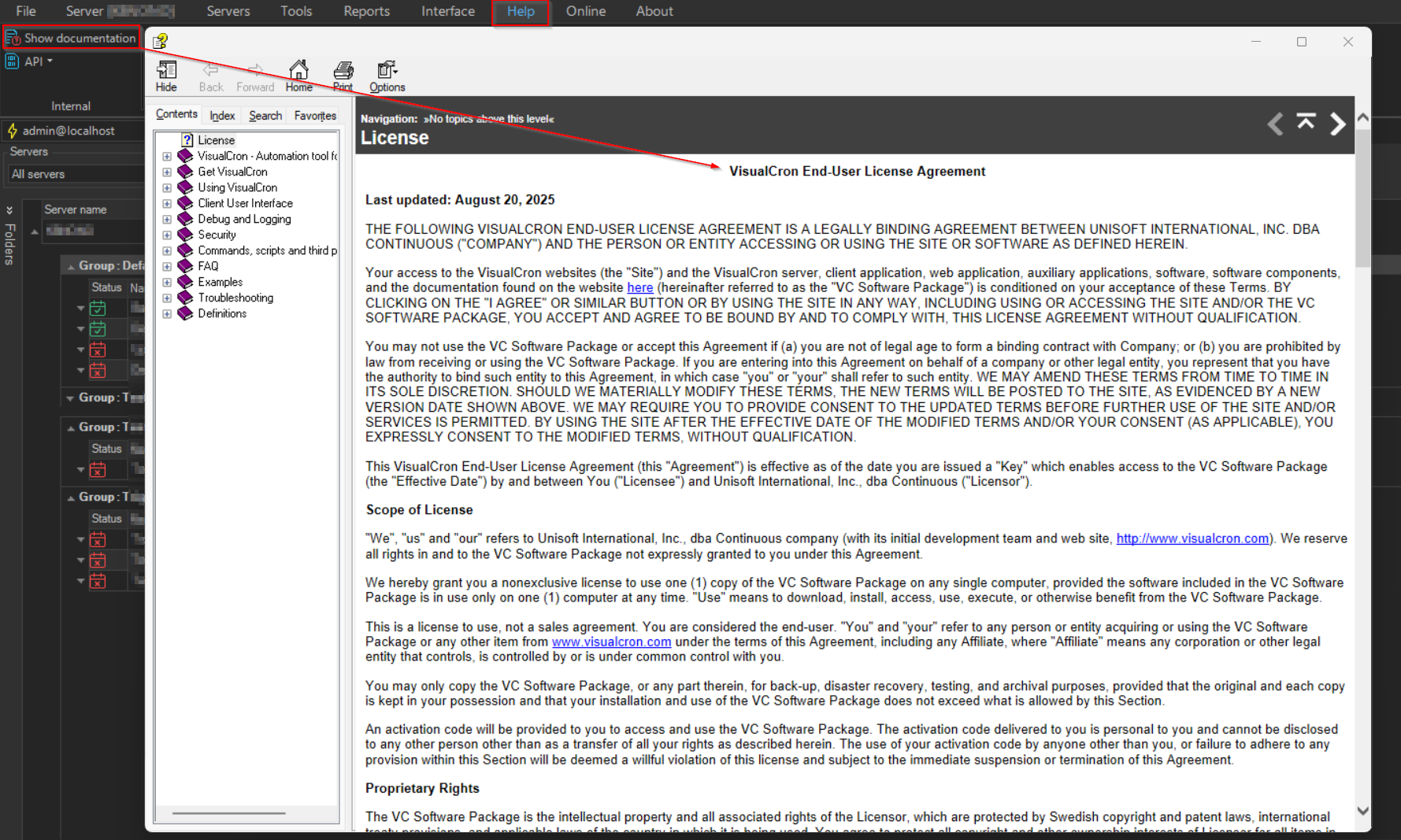 internal-show-documentation | VisualCron Documentation