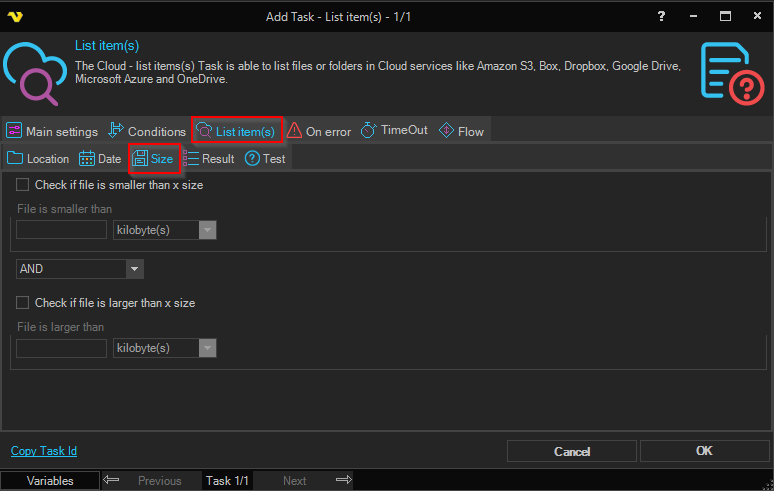 job-tasks-file-filter | VisualCron Documentation