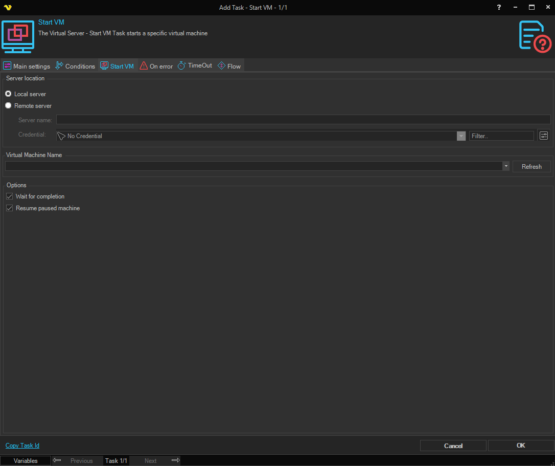 start-vm | VisualCron Documentation