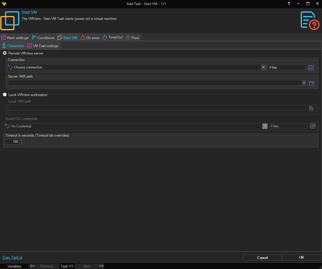 start-vm | VisualCron Documentation