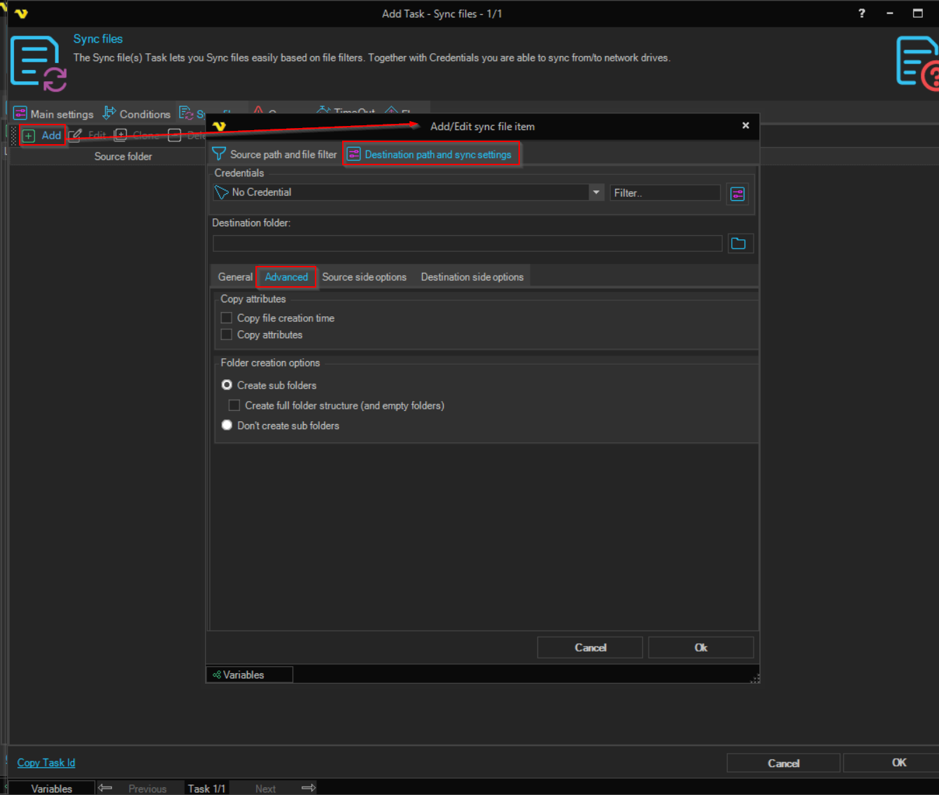 File. Create Time sync | VisualCron Documentation