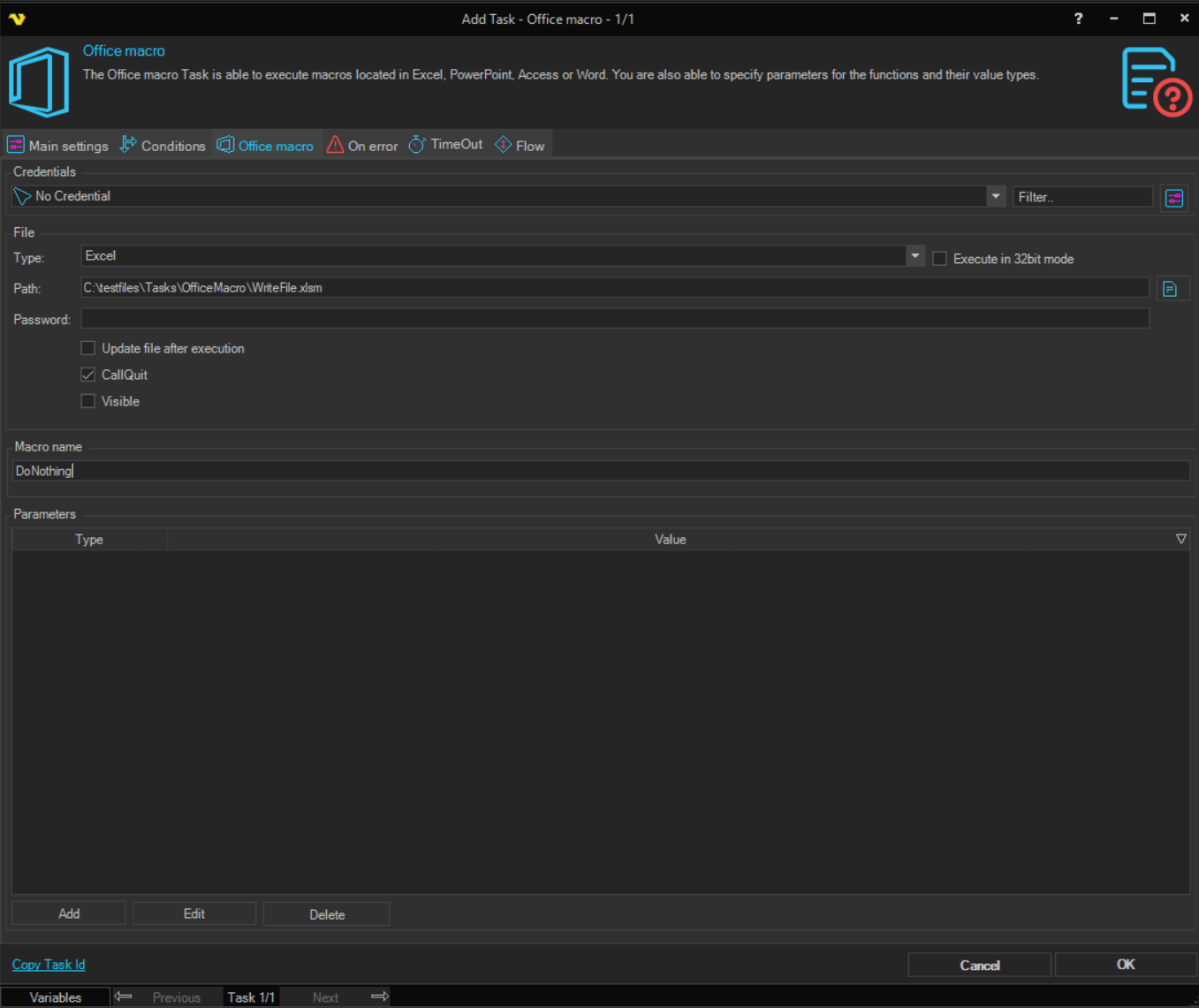 office-macro | VisualCron Documentation