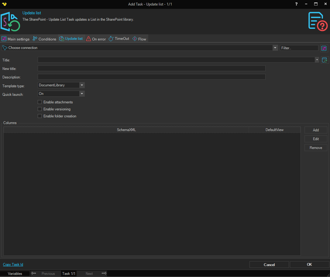 update-list | VisualCron Documentation