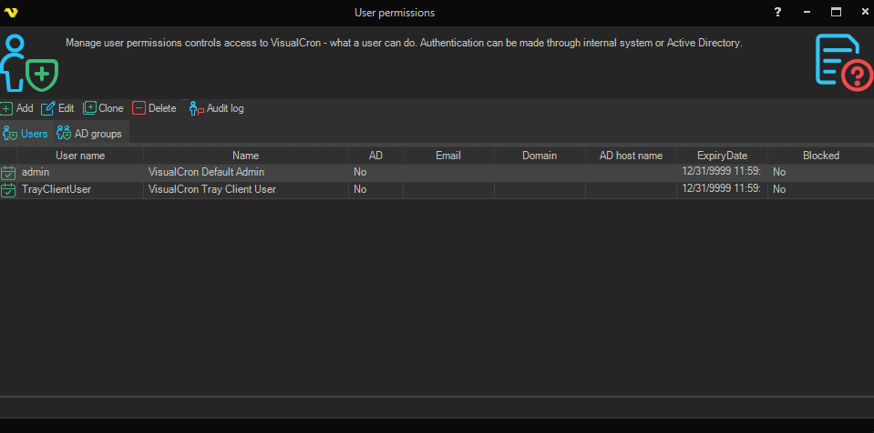 main-user-permissions | VisualCron Documentation