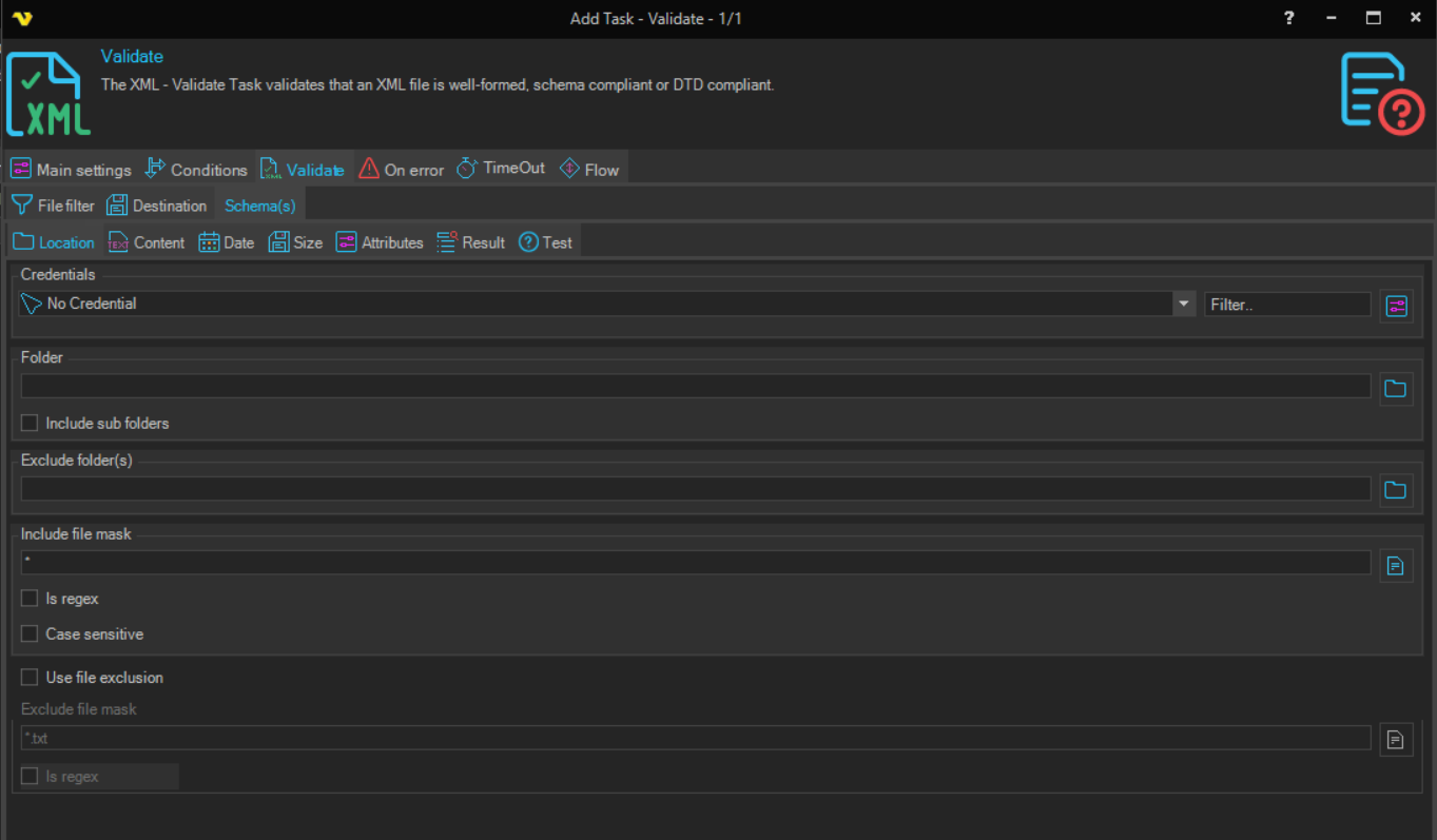 validate | VisualCron Documentation