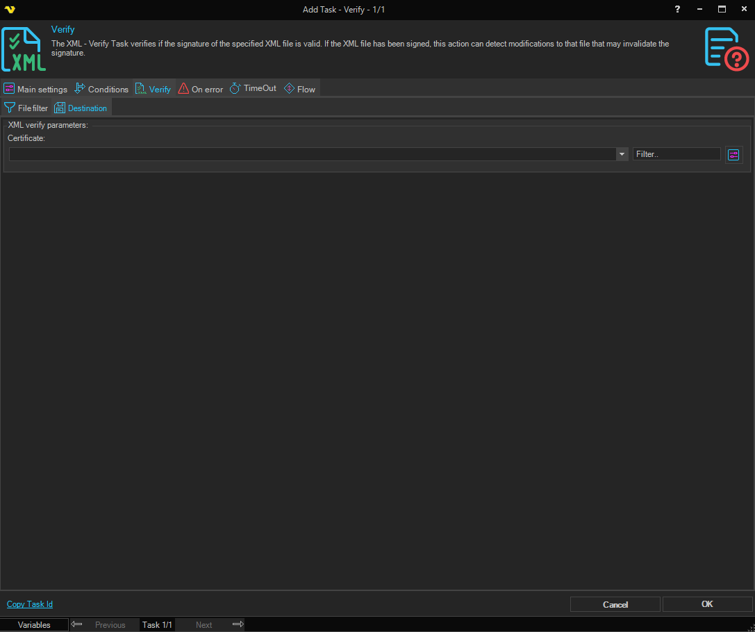verify | VisualCron Documentation